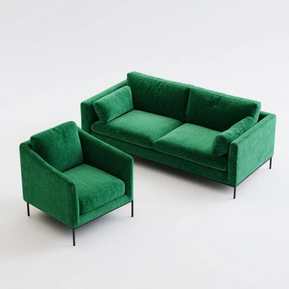 Ensemble de canapé en velours 2 pièces - Vert Émeraude