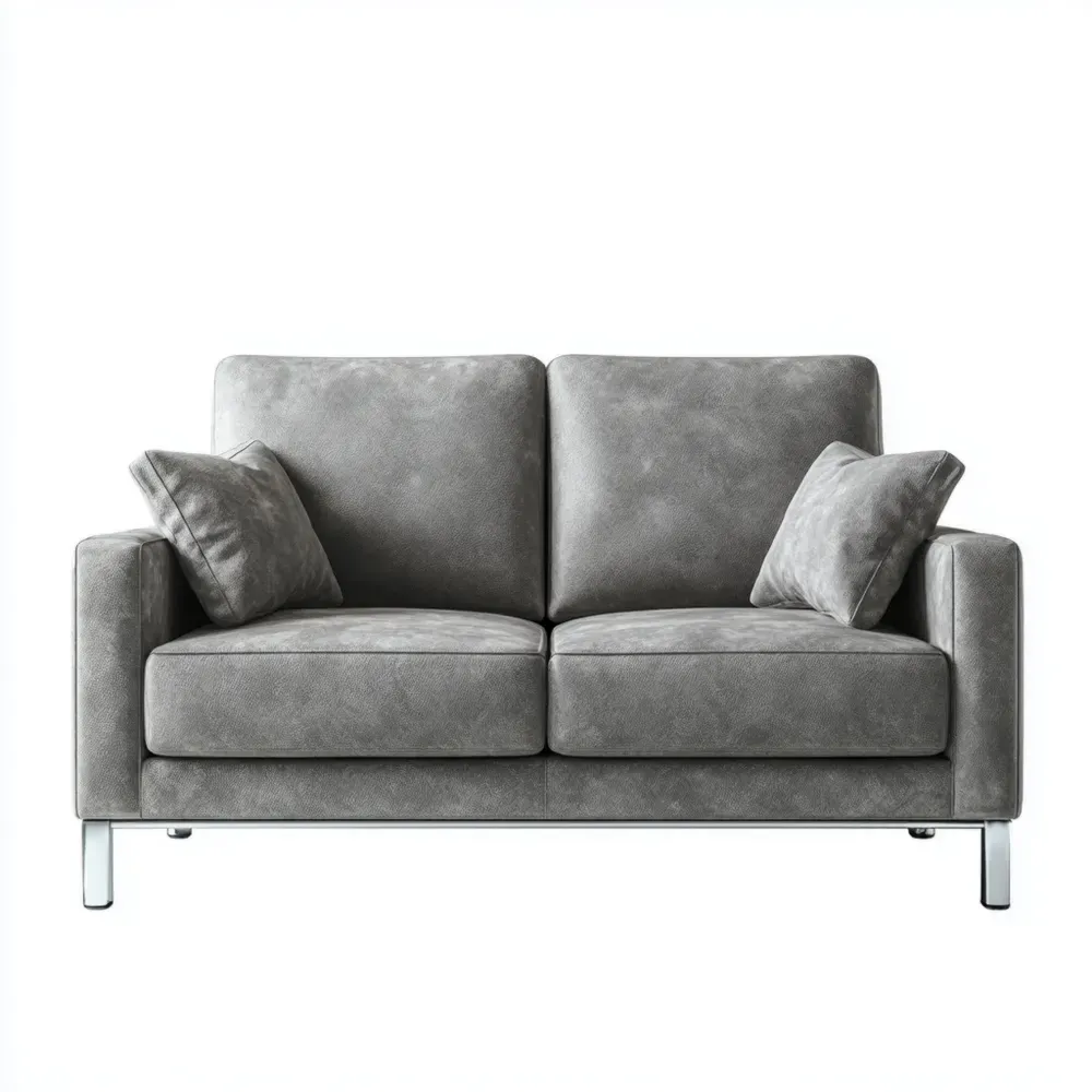 Canapé 2 Places en Microfibre avec Coussins - Gris