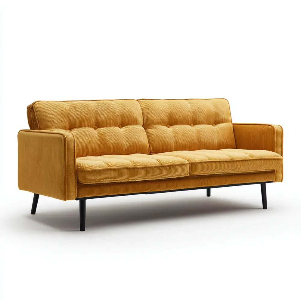 Canapé 3 places en Velours côtelé Jaune