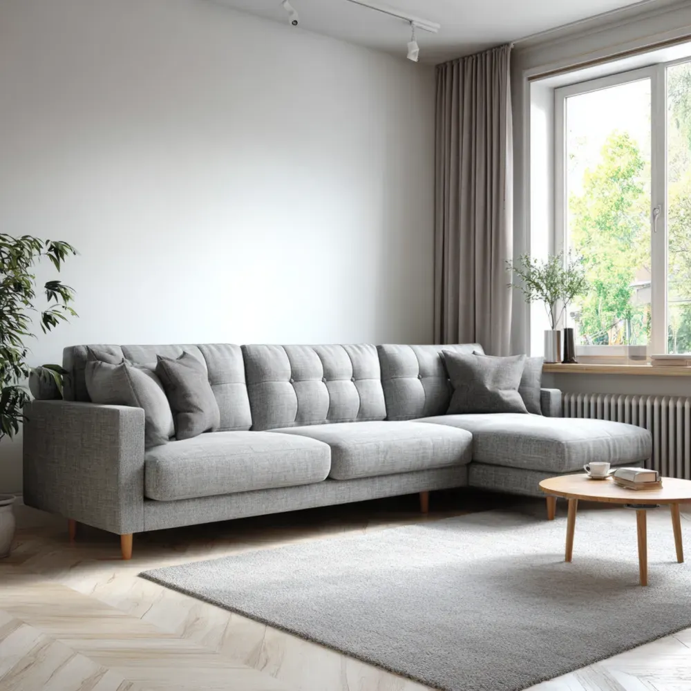 Canapé d'angle tissu Gris clair