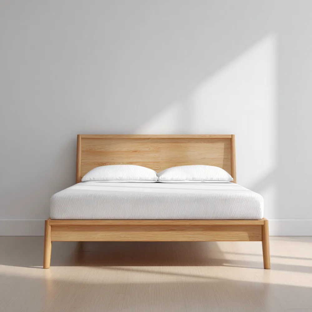 Lit en bois de chêne avec matelas et oreillers 200x160 cm