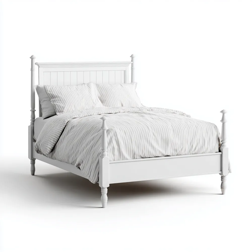 Lit en bois avec parure de lit, 160x200 cm - Blanc