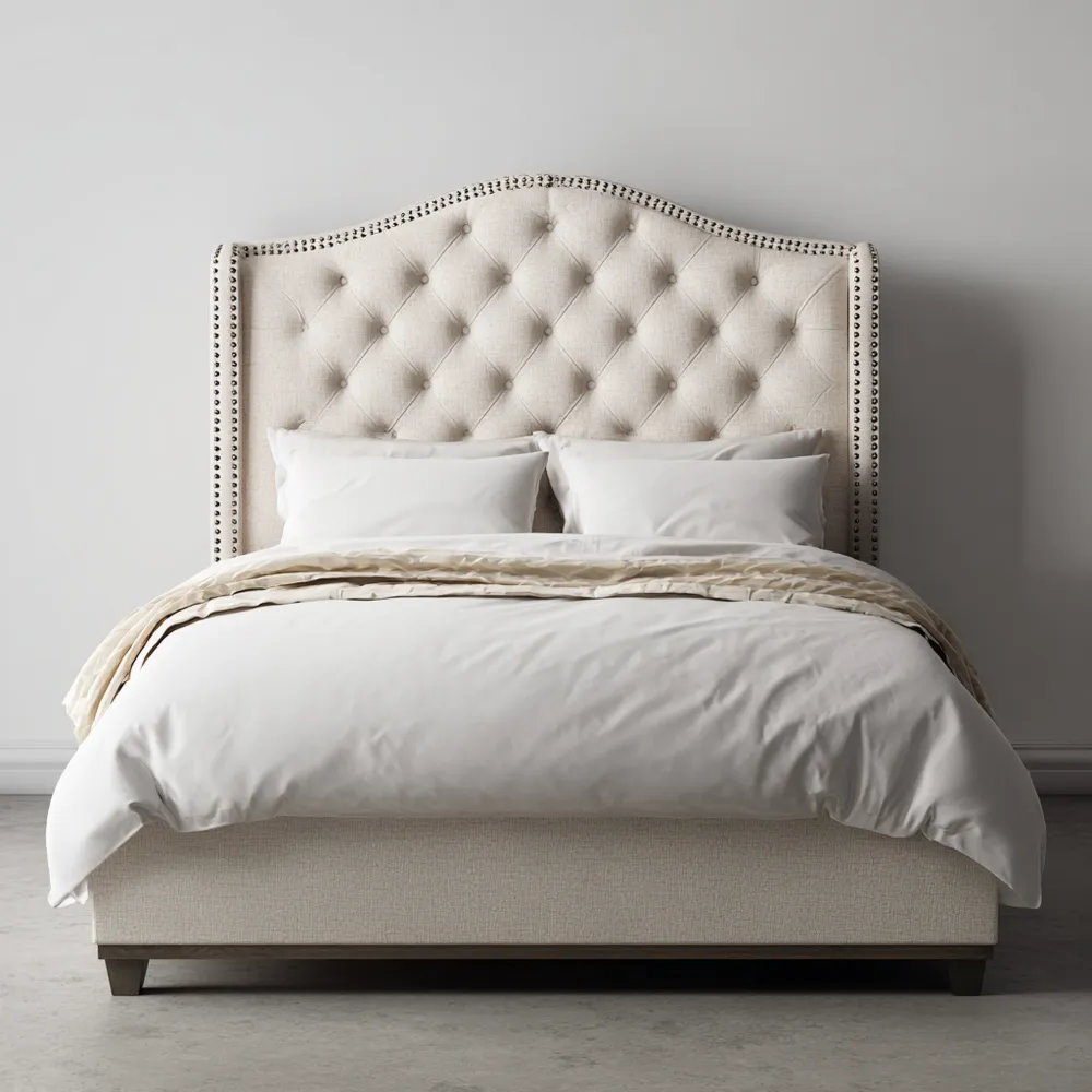 Lit rembourré en Lin Beige 200x160x120 cm