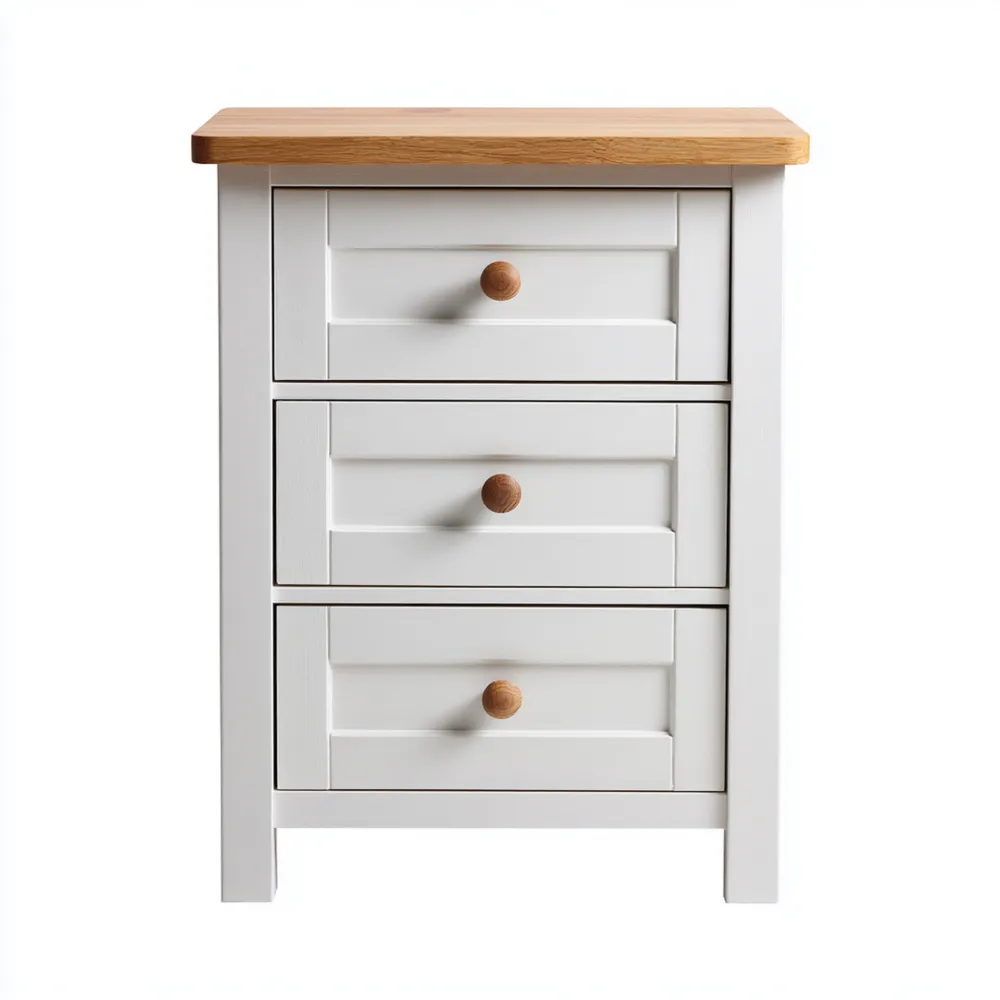 Commode en Bois avec 3 Tiroirs Blanc et Chêne