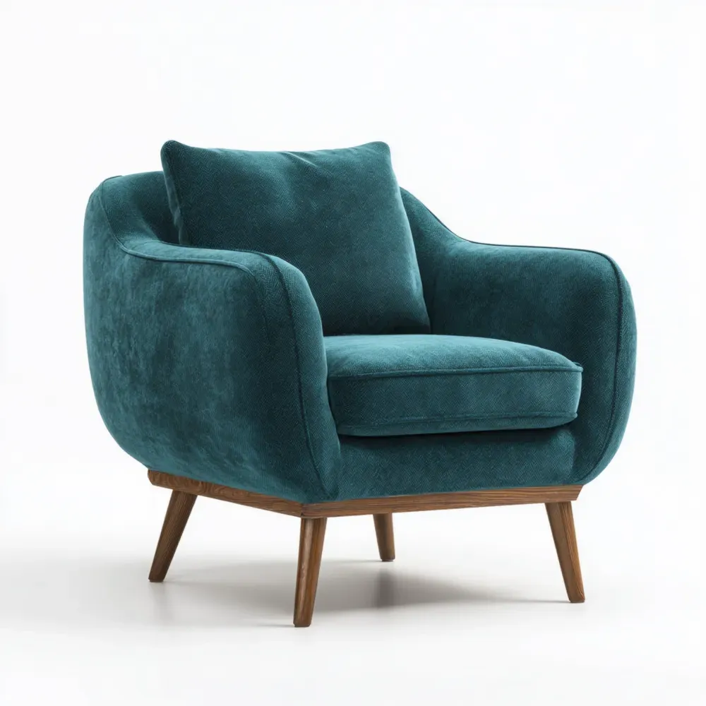 Fauteuil en Tissu Polyester 75x80x85 cm - Bleu Canard