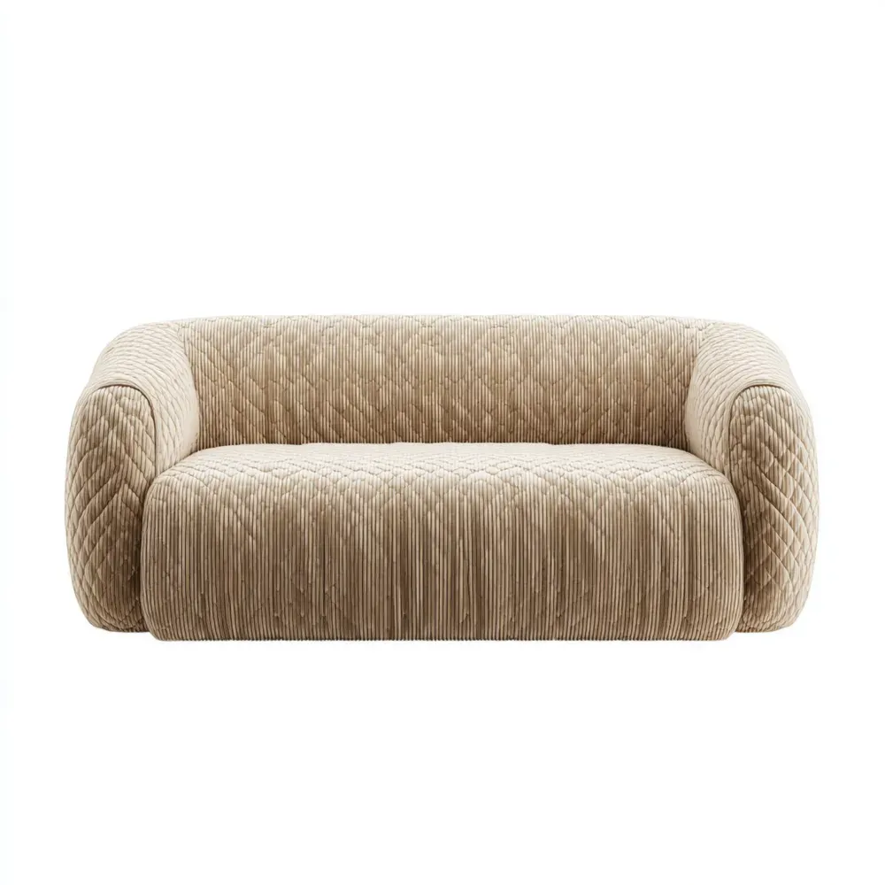 Canapé en velours côtelé 200x90x75 cm - Beige