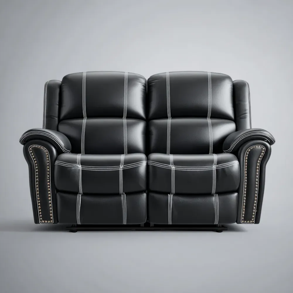 Canapé Deux Places Cuir Synthétique Noir