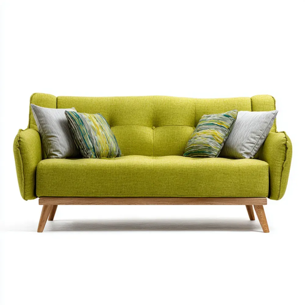 Canapé en tissu avec coussins - Vert - 150x80x85 cm