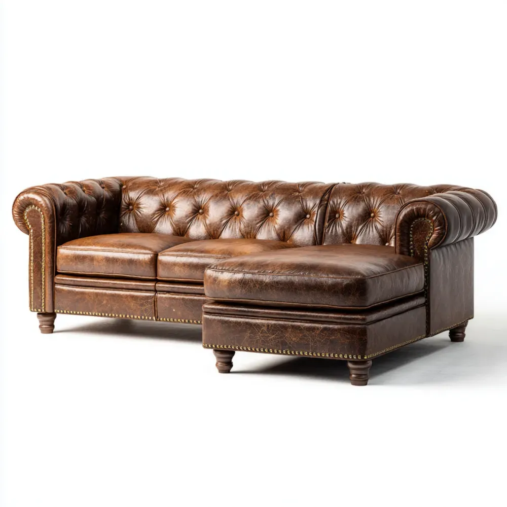 Canapé Chesterfield en cuir 220x85x75 cm - Marron