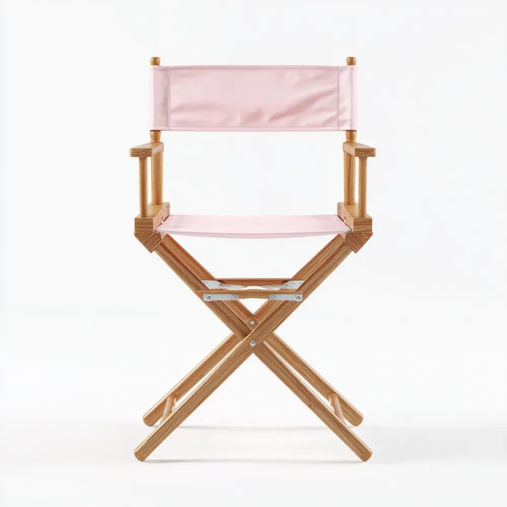 Chaise de Réalisateur en Bois et Textile Rose