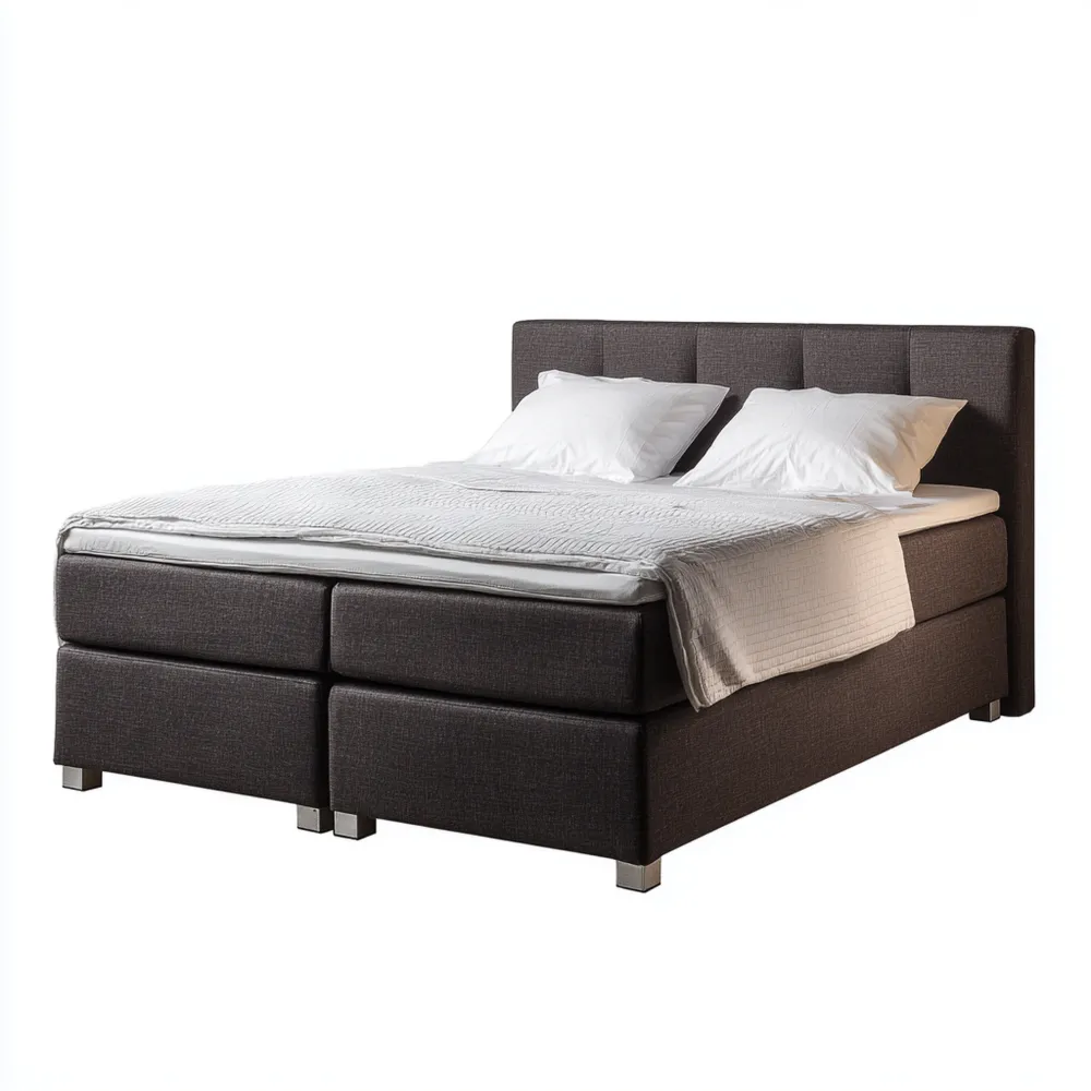 Lit tapissier 180x200 cm en tissu et métal Gris Foncé