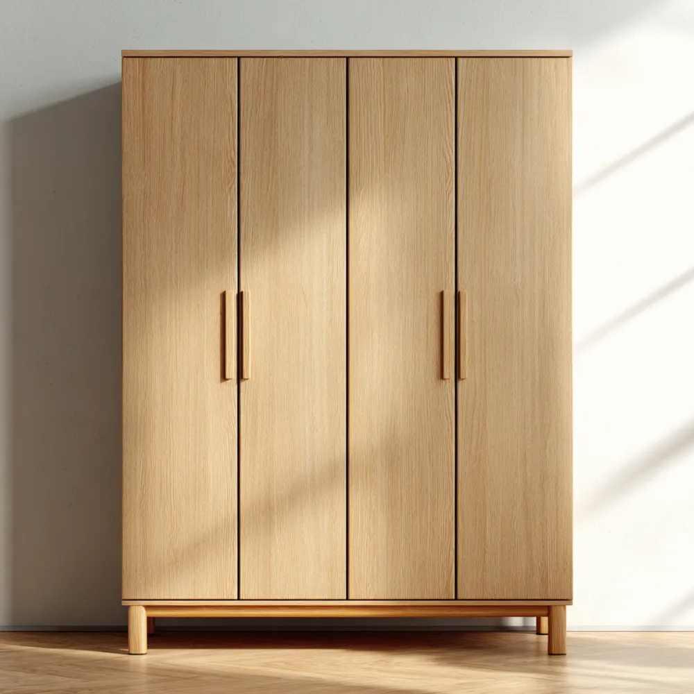 Armoire en Bois 4 Portes Chêne Clair 150x60x200 cm