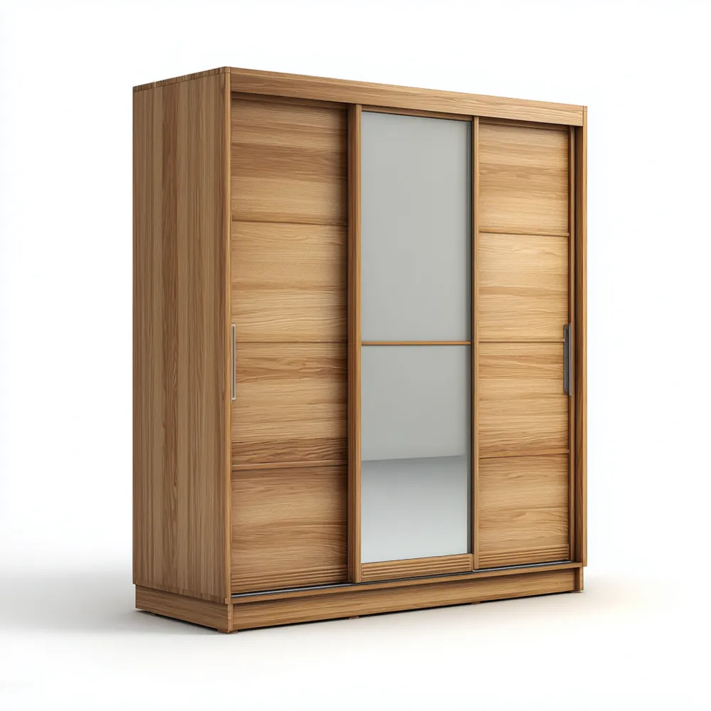 Armoire à Portes Coulissantes en Chêne et Verre Givré - 200x60x220 cm