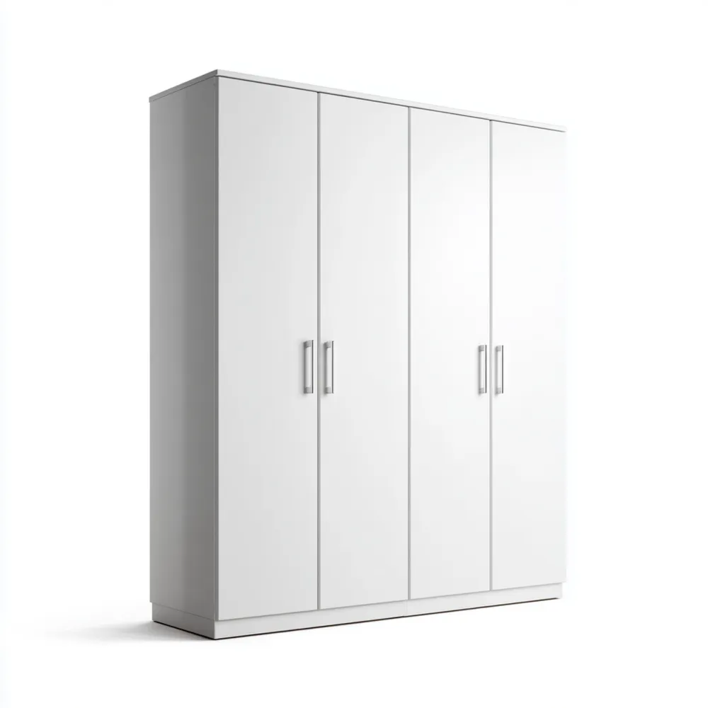 Armoire 4 Portes en Bois 200x60x215 cm - Blanc