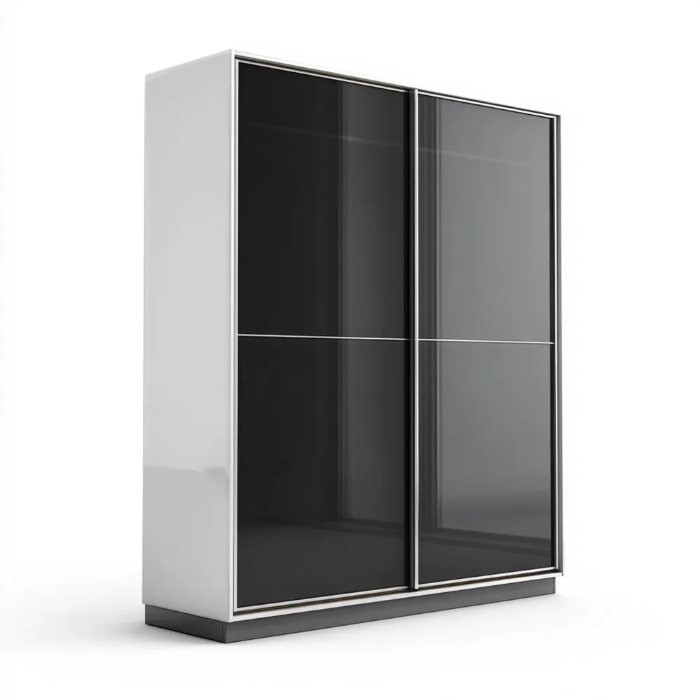 Armoire portes coulissantes en verre trempé Noir/Blanc 200x220x60 cm