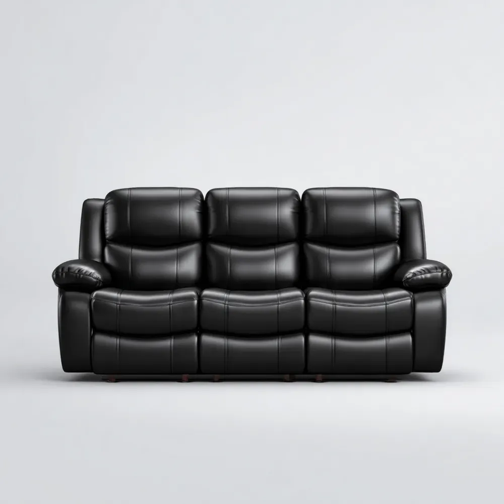 Canapé trois places en cuir noir