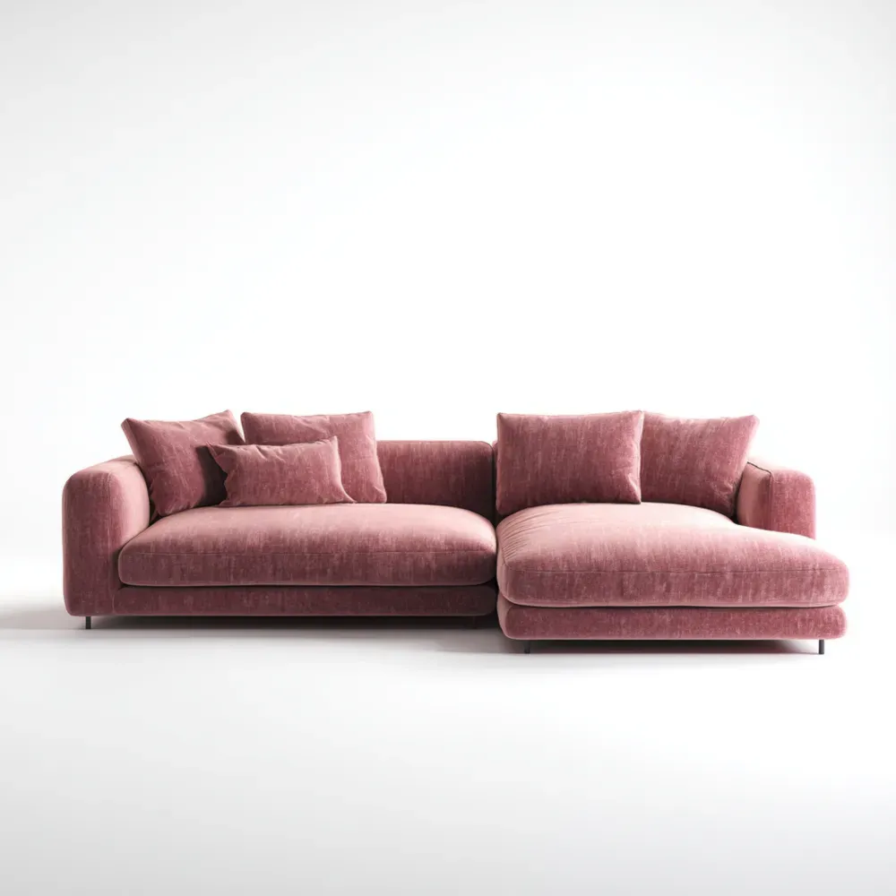 Canapé d'angle en velours Rose 280x160x85 cm
