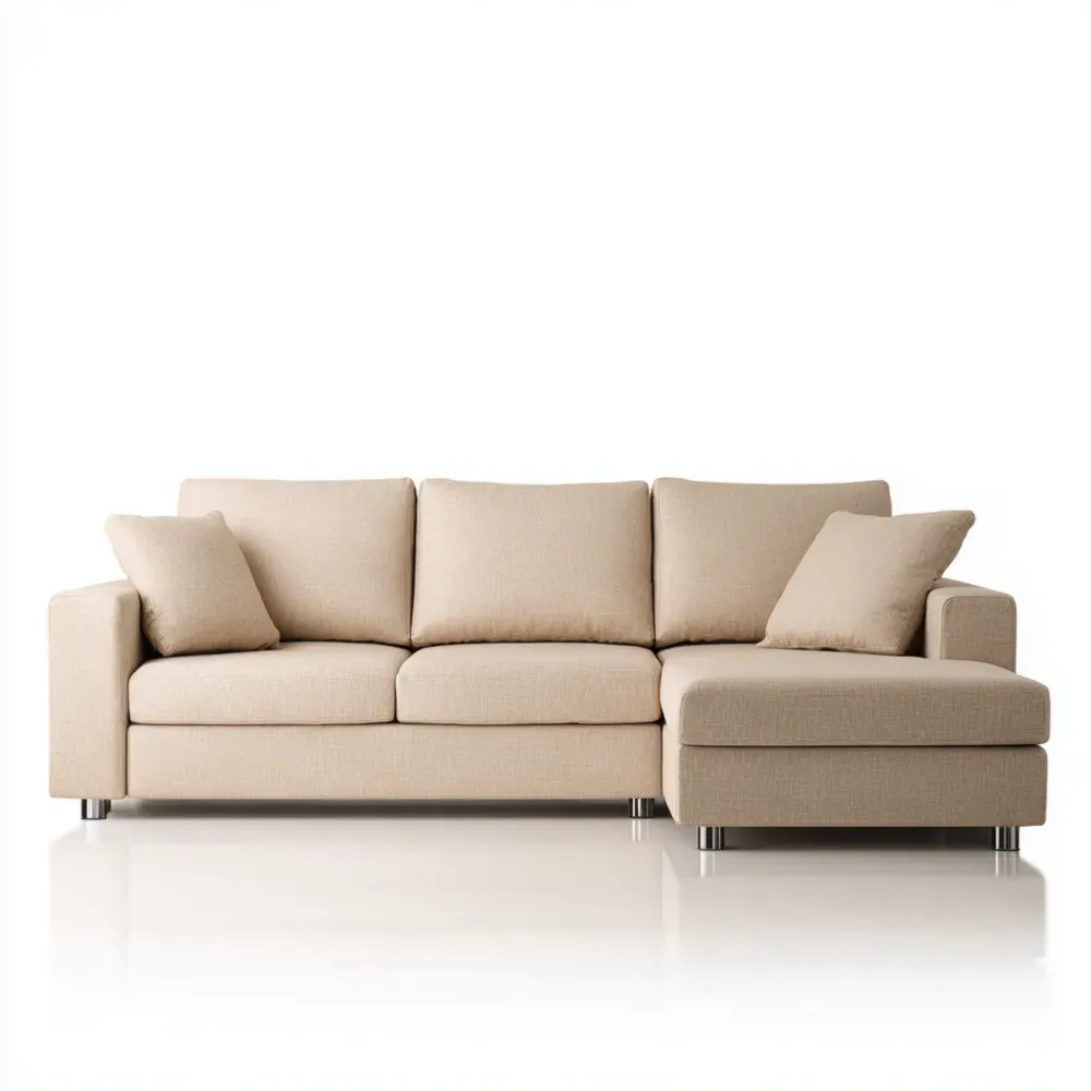 Canapé d'angle en tissu beige 250x90x80 cm