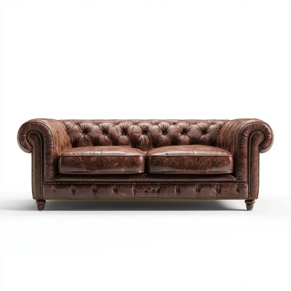 Canapé Chesterfield en Cuir Marron 210x80x75 cm