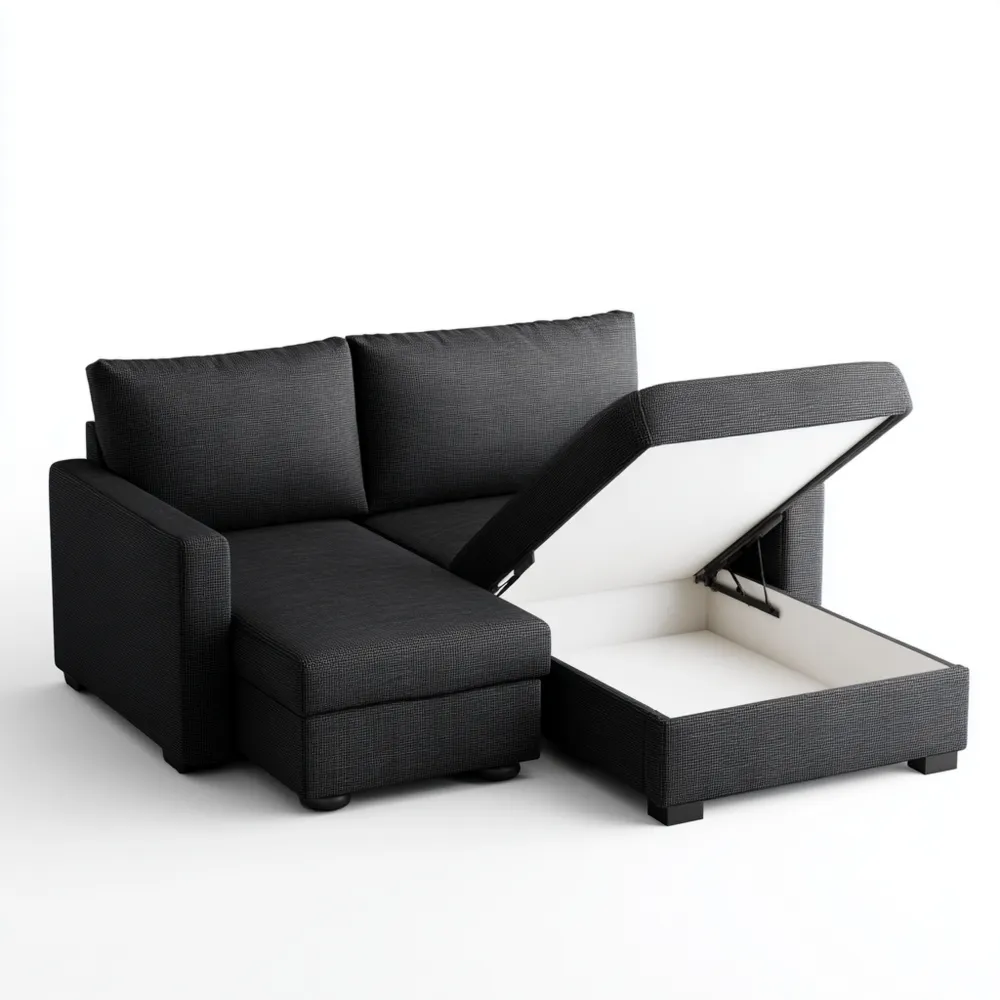 Canapé d'angle en tissu 200x140x85 cm - Noir