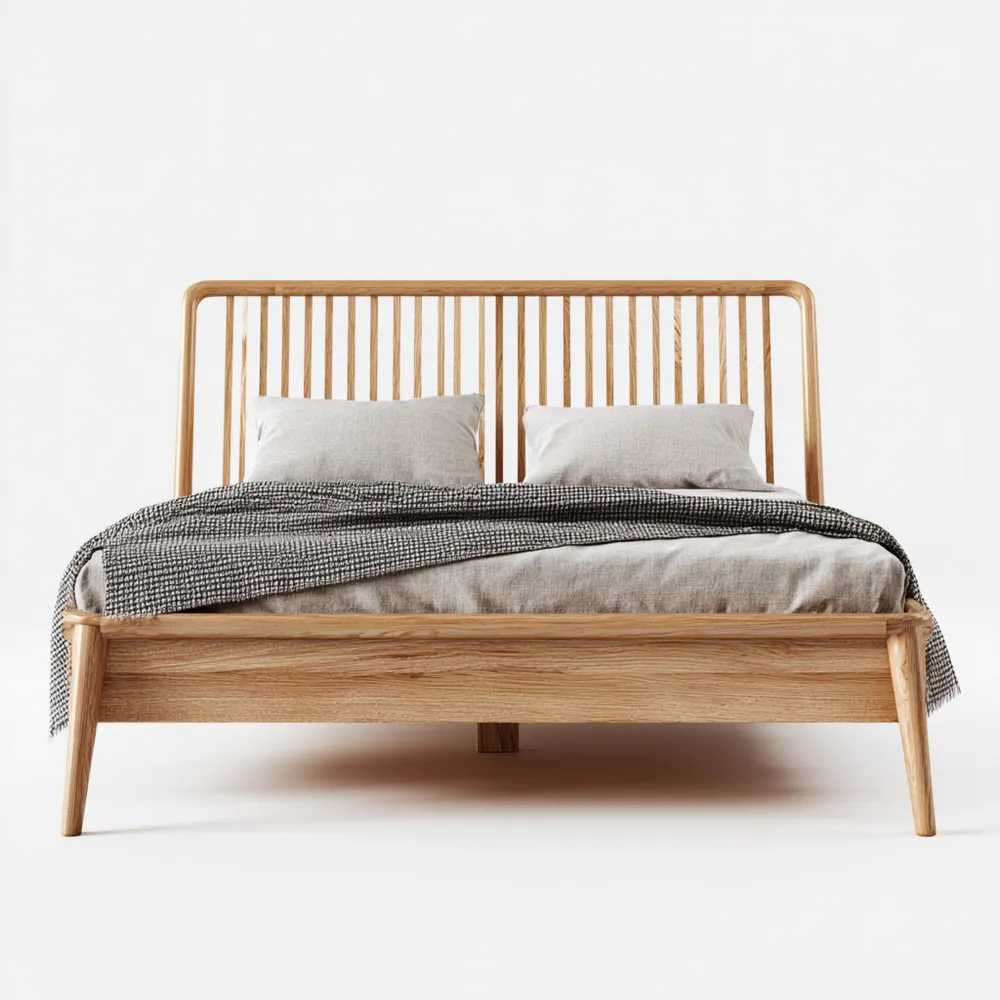 Lit double en bois de chêne