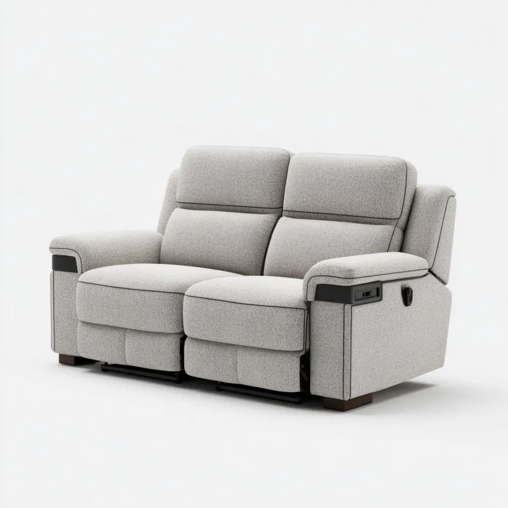 Canapé 2 Places Réclinable en Tissu 150x90x100 cm - Gris Clair