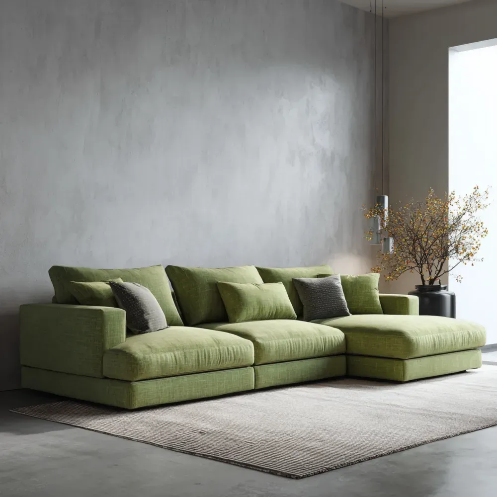Canapé d'angle en tissu polyester 280x95x85 cm - Vert