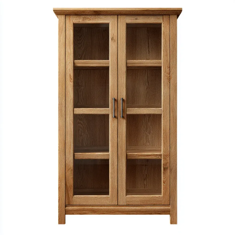 Vitrine en Chêne et Verre Trempé 120x40x200 cm