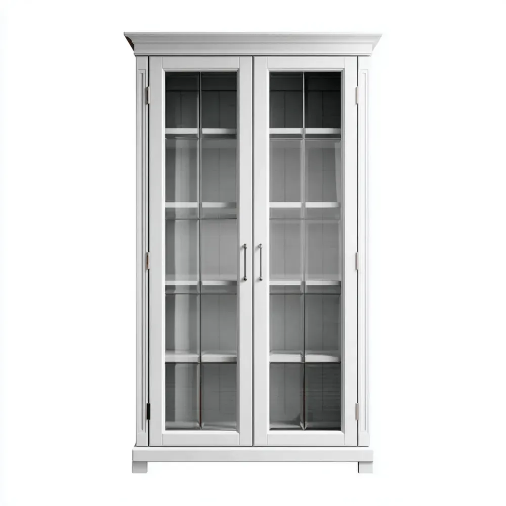 Armoire Vitrine en Bois et Verre Trempé Blanc