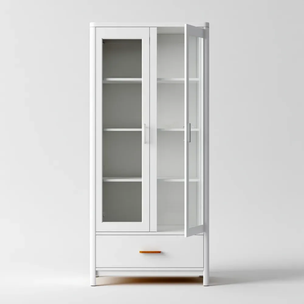 Vitrine en Bois avec Portes en Verre Trempé