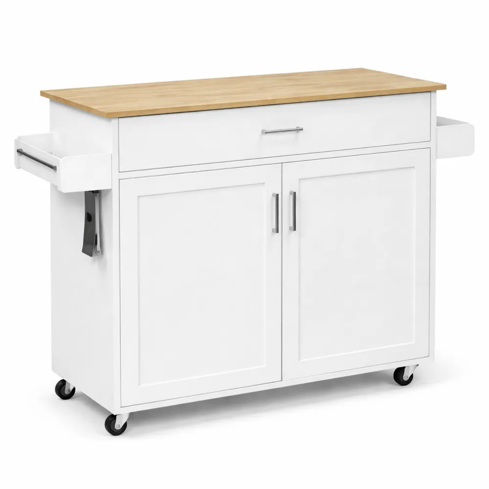 Carrello da Cucina con Ruote e Ripiani, Mobile Elegante per Microonde e Stoccaggio, 116 x 37 x 85 cm