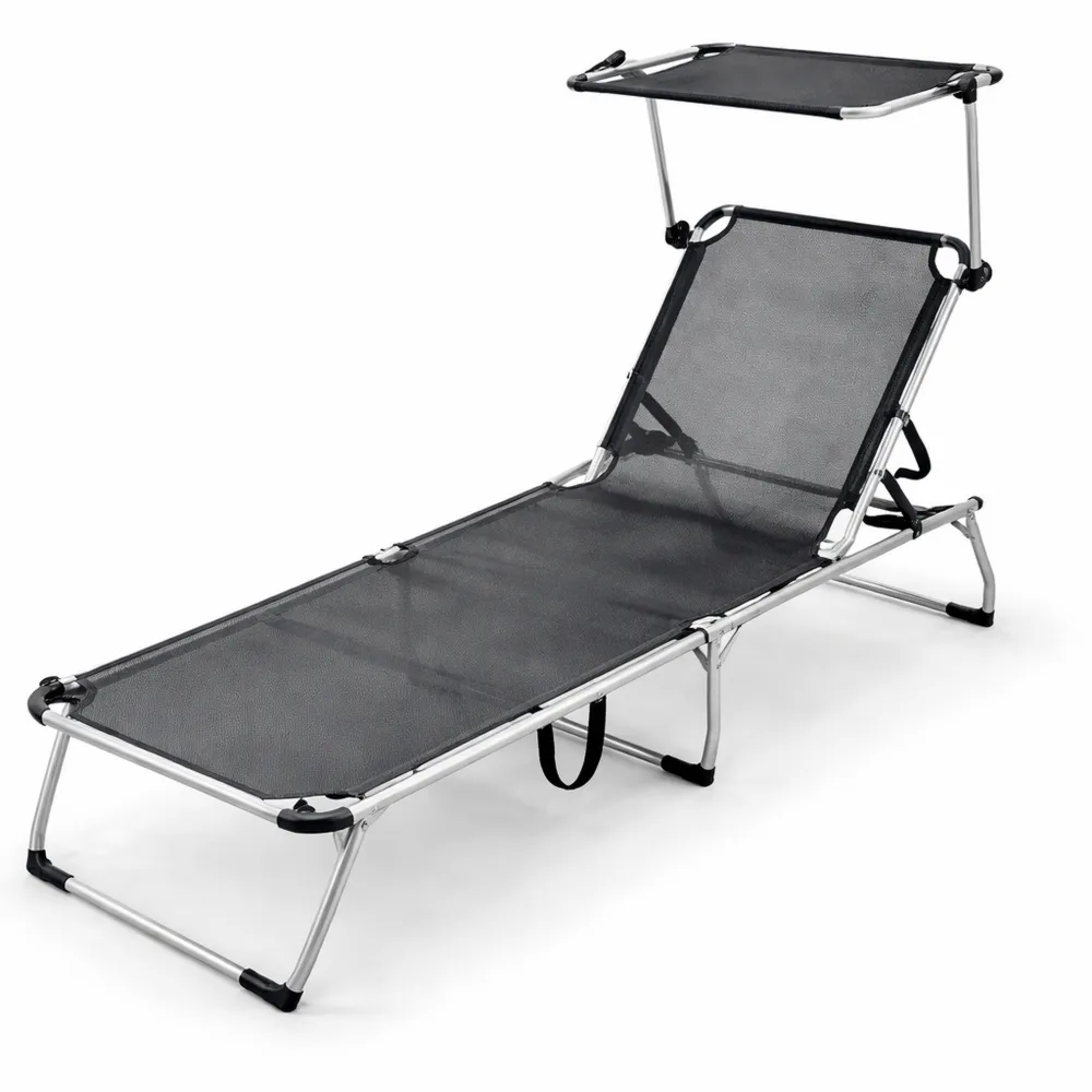 Lettino prendisole pieghevole con tettuccio parasole per mare e giardino