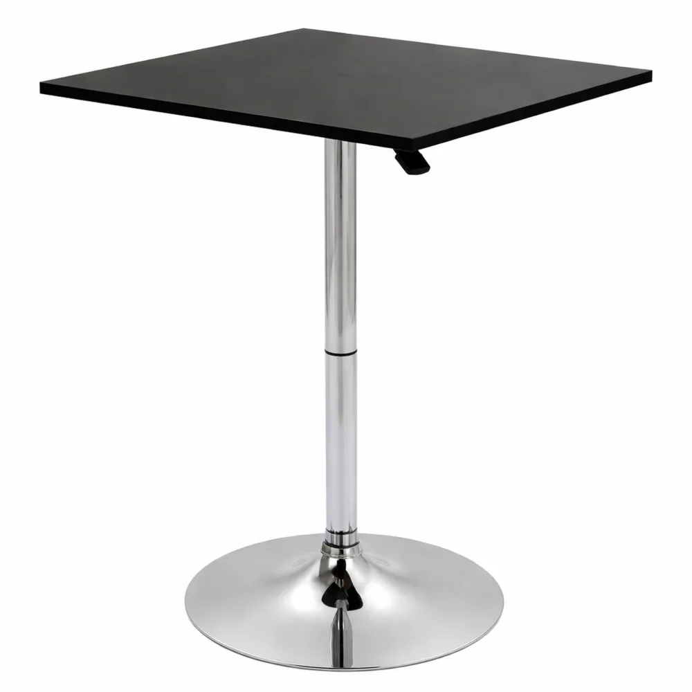 Tavolo Quadrato Regolabile in Altezza per Bar e Cucina, Nero, 60x60x82-103cm