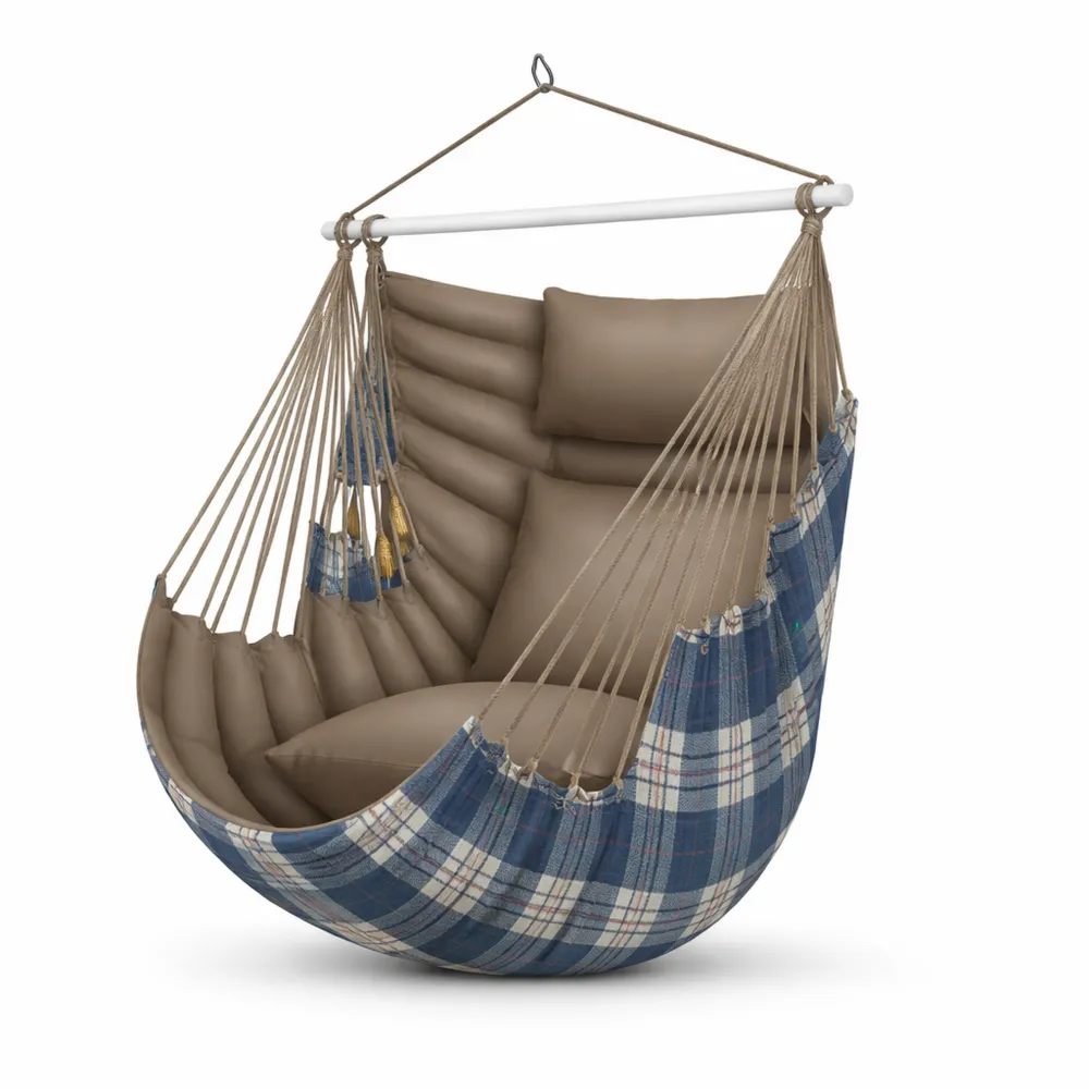 Poltrona sospesa per interni ed esterni, girevole a 360°, resistente ai raggi UV e all'acqua, con cuscini e borsa