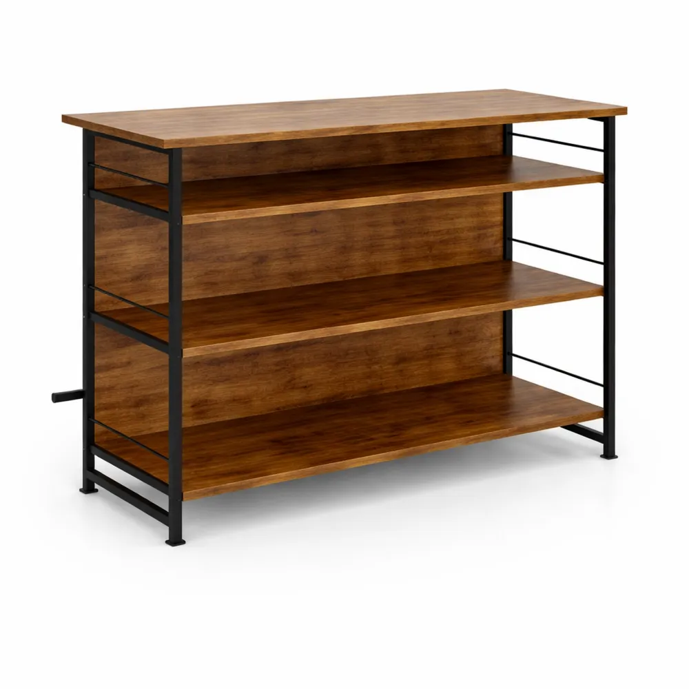 Tavolo Bar con Ripiani Multipli e Portabottiglie