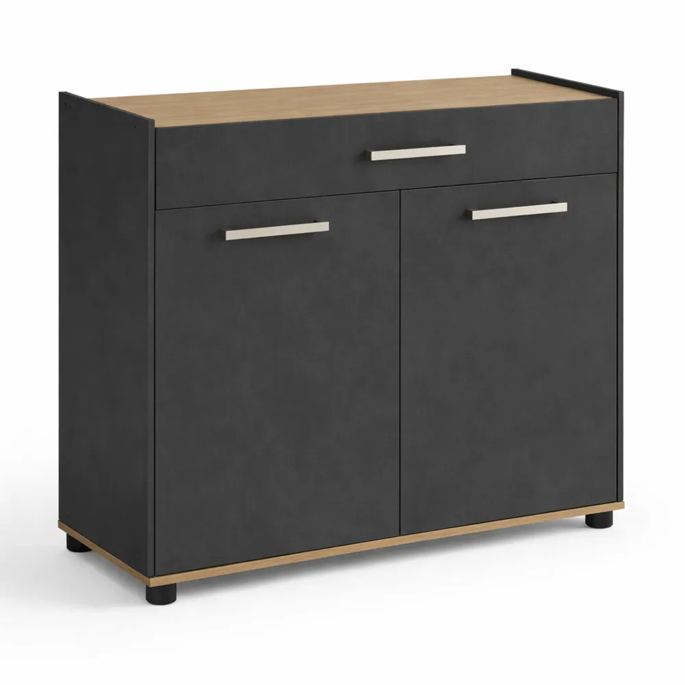 Credenza da cucina con cassetto e ante a pressione, piano rialzato, 80 x 35 x 70 cm