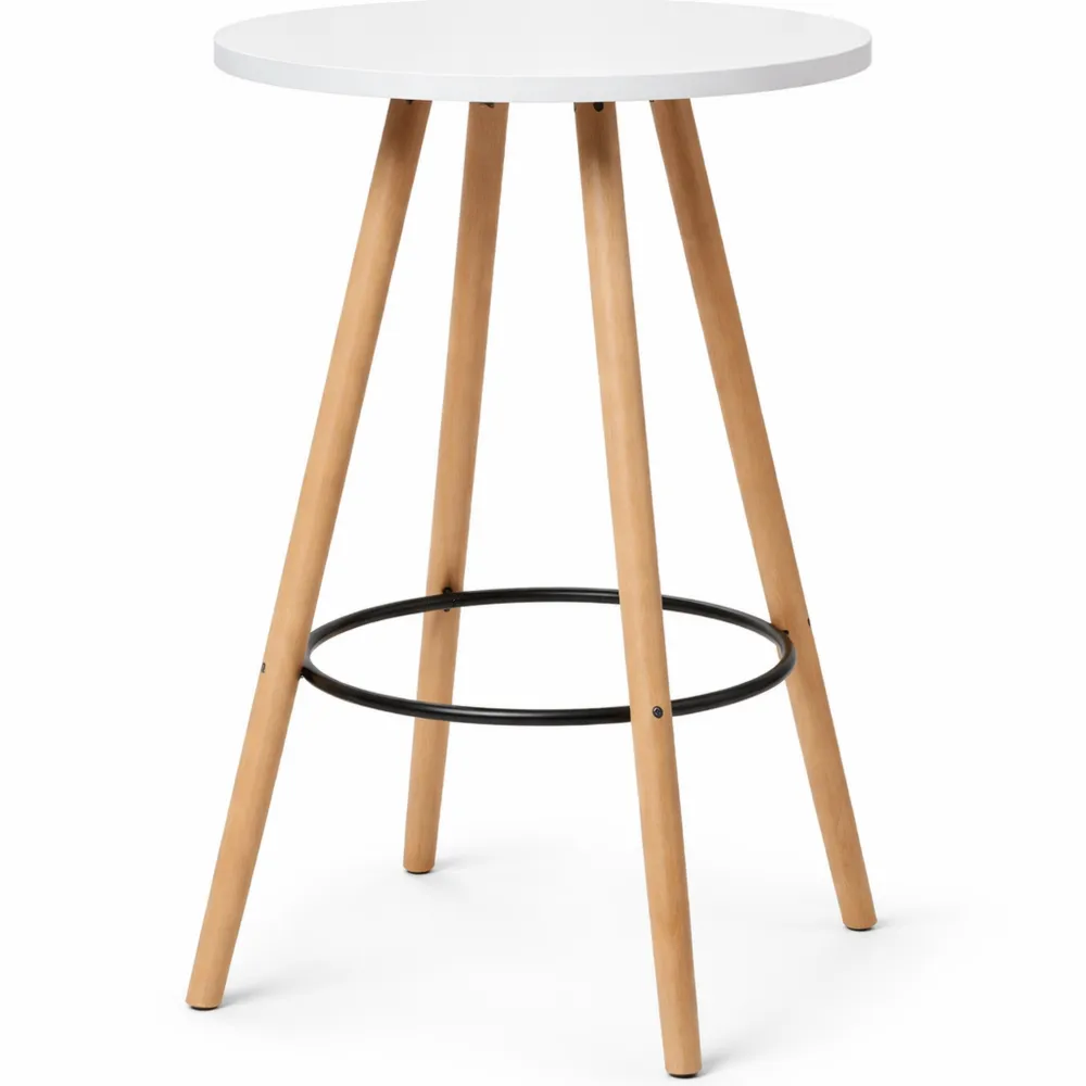 Tavolo da Bistrot Rotondo in Legno, Colore Naturale/Bianco