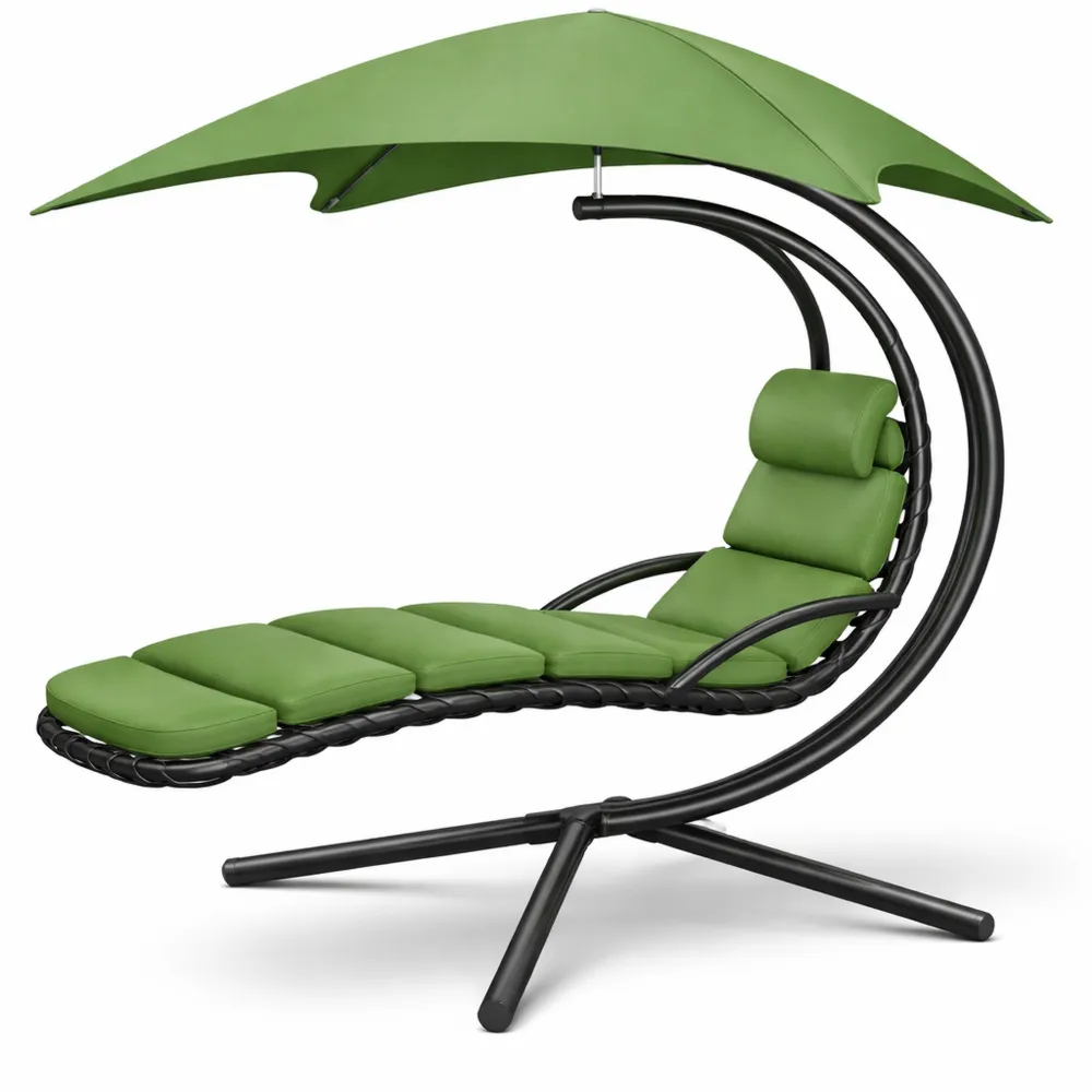 Lettino sospeso con ombrellone e cuscino cervicale, capacità 120 kg