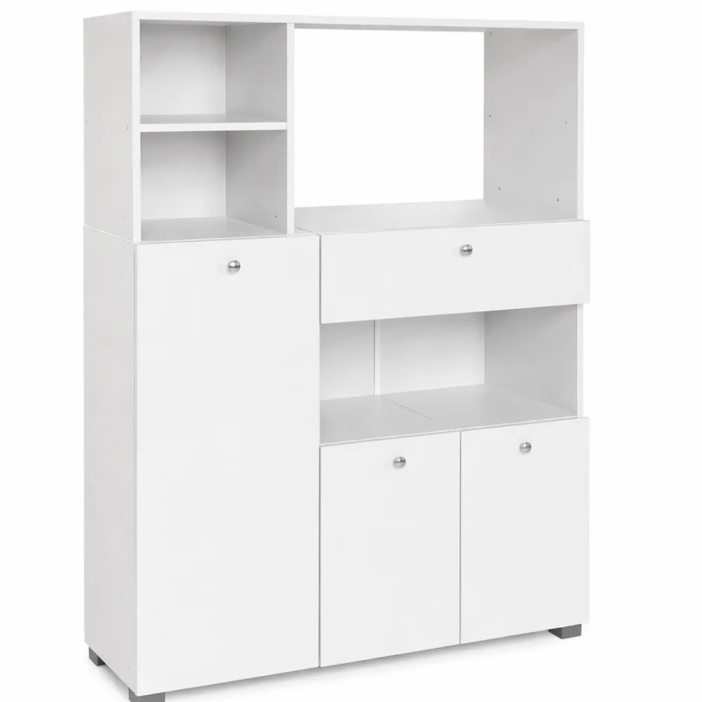Credenza da Cucina con Armadietti e Mensole, Bianco 90x40x120 cm