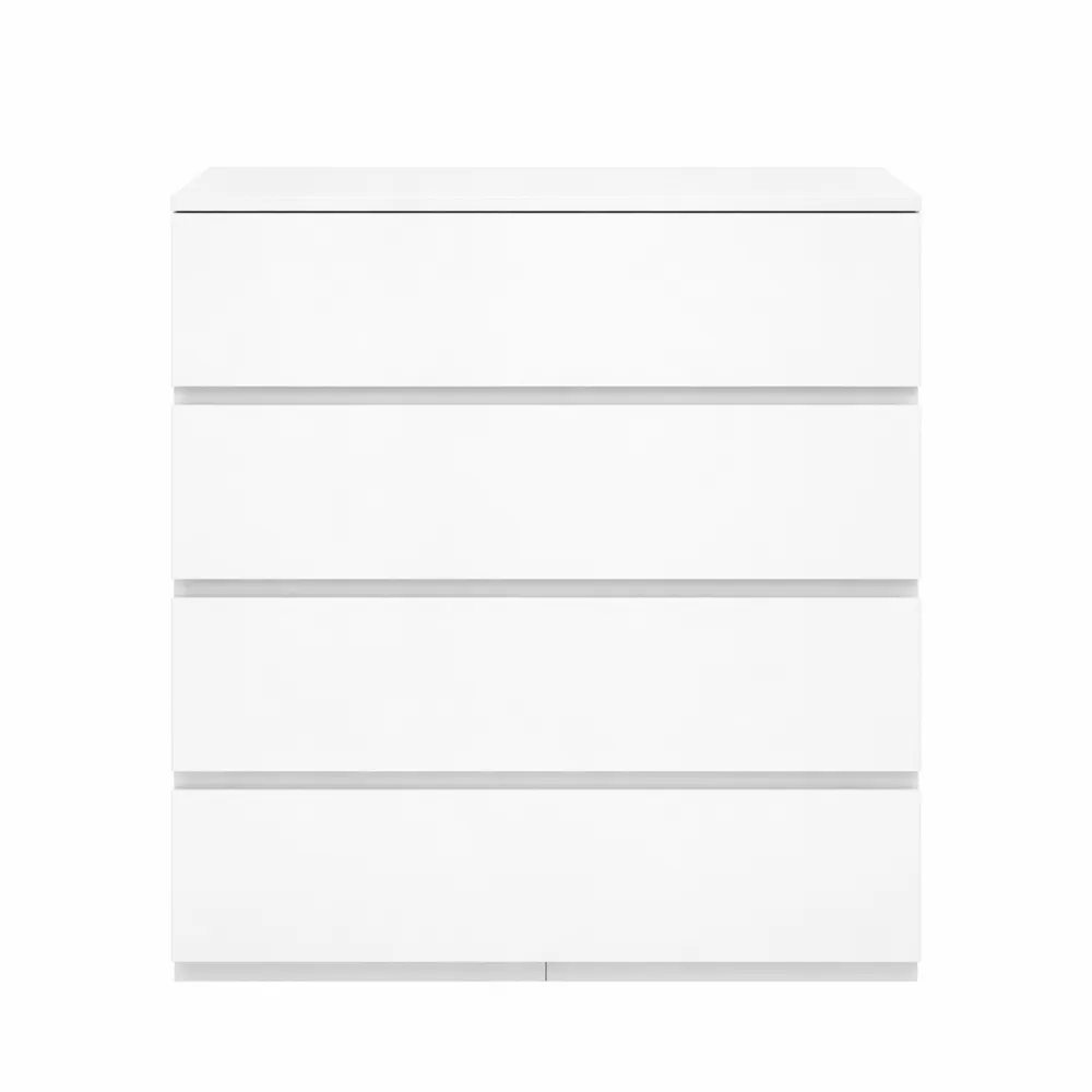 Cassettiera Moderna con 4 Cassetti e Chiusura Ammortizzata per Camera da Letto, Bianca