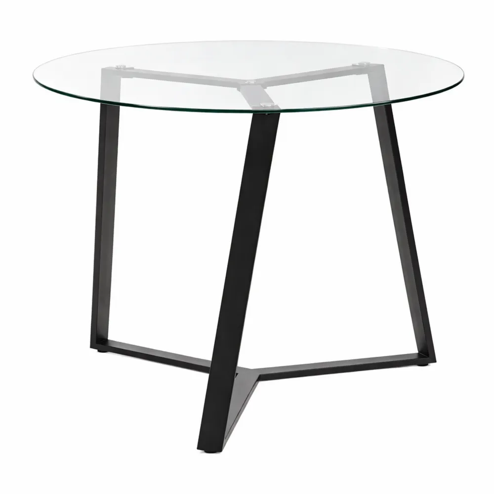 Tavolo da pranzo rotondo 100 cm per 4 persone in vetro temperato nero