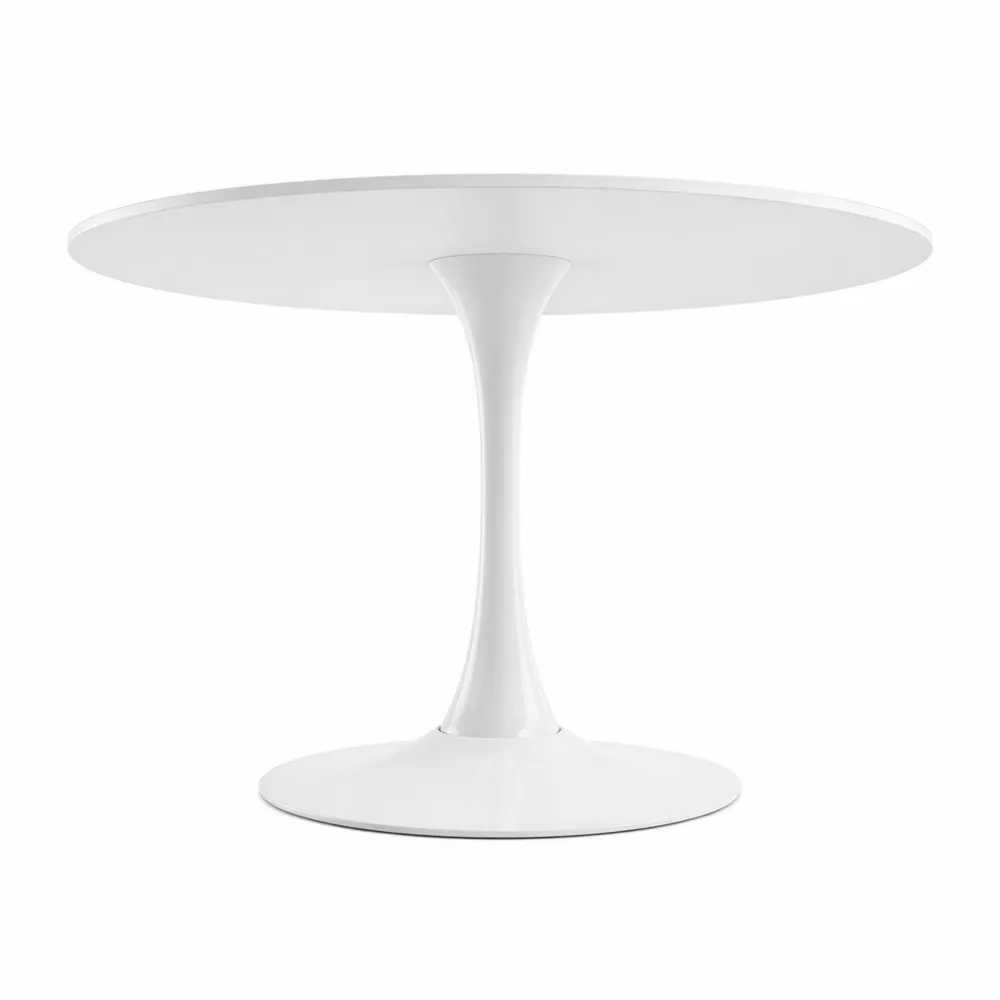 Tavolo rotondo moderno in legno bianco per cucina e ufficio