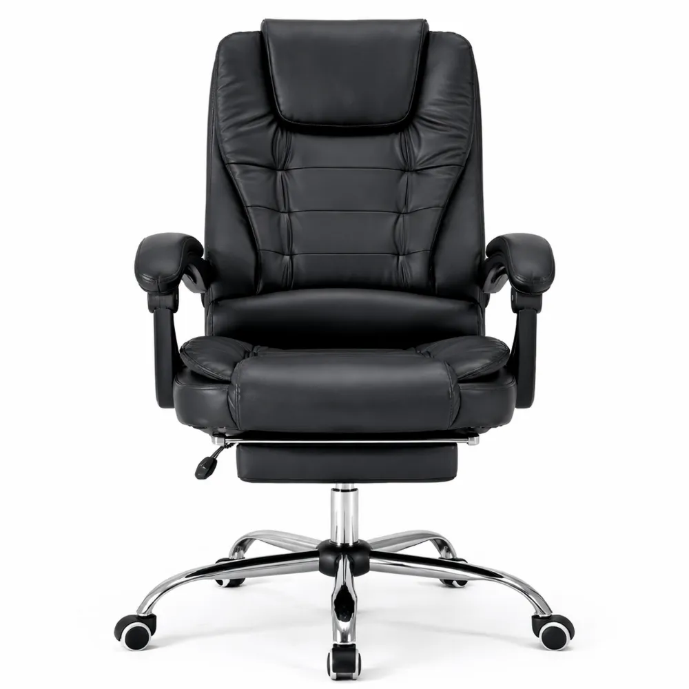 Poltrona da ufficio reclinabile in eco pelle con poggiapiedi