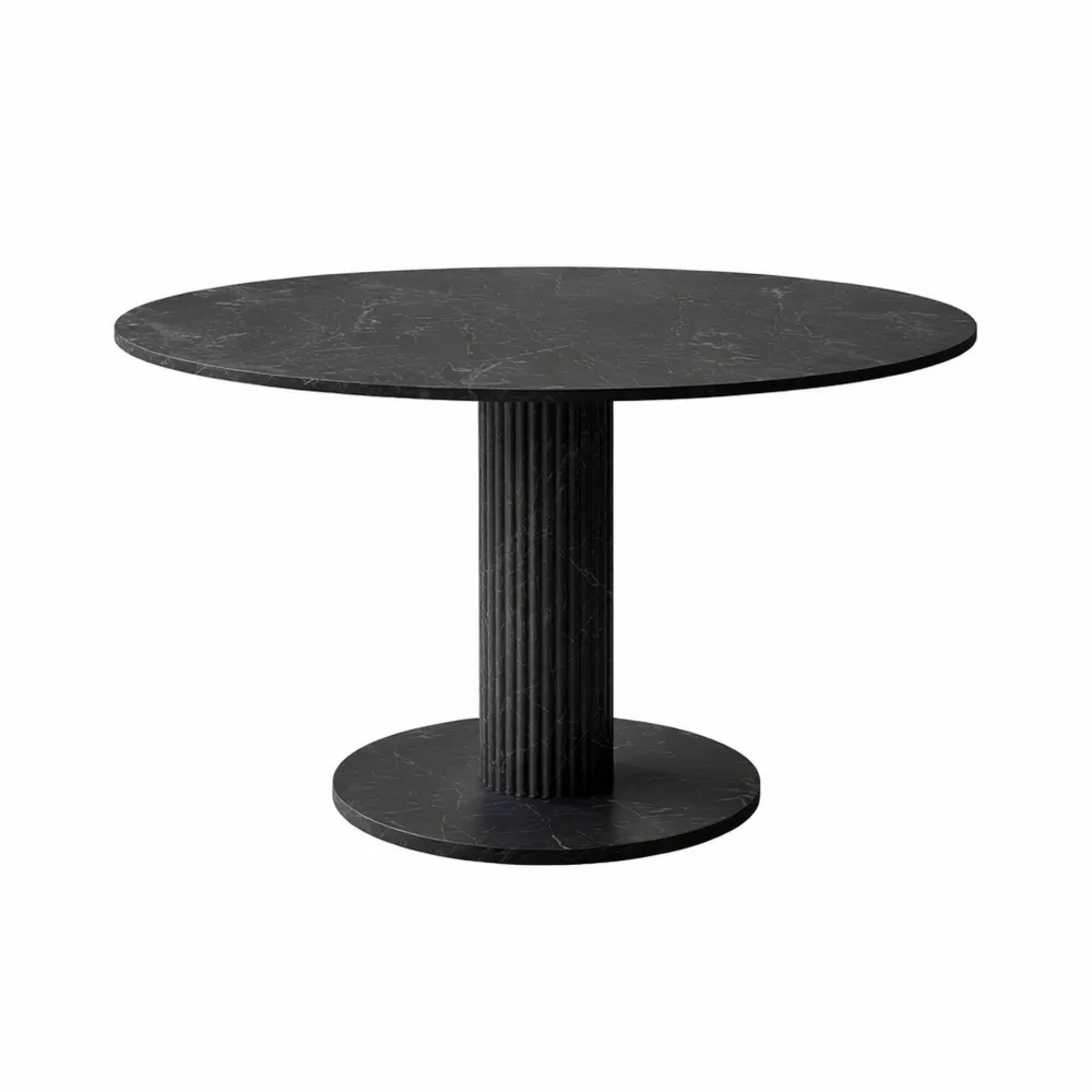 Tavolo rotondo moderno in MDF effetto marmo, per cucina e soggiorno