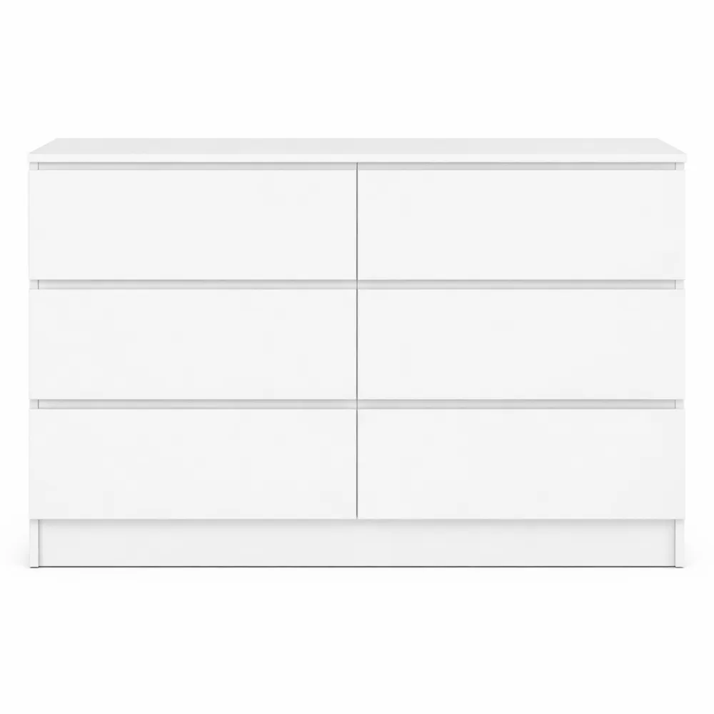 Cassettiera Moderna con 6 Cassetti per Soggiorno, Camera da Letto e Bagno, Bianco, 120x77x40 cm