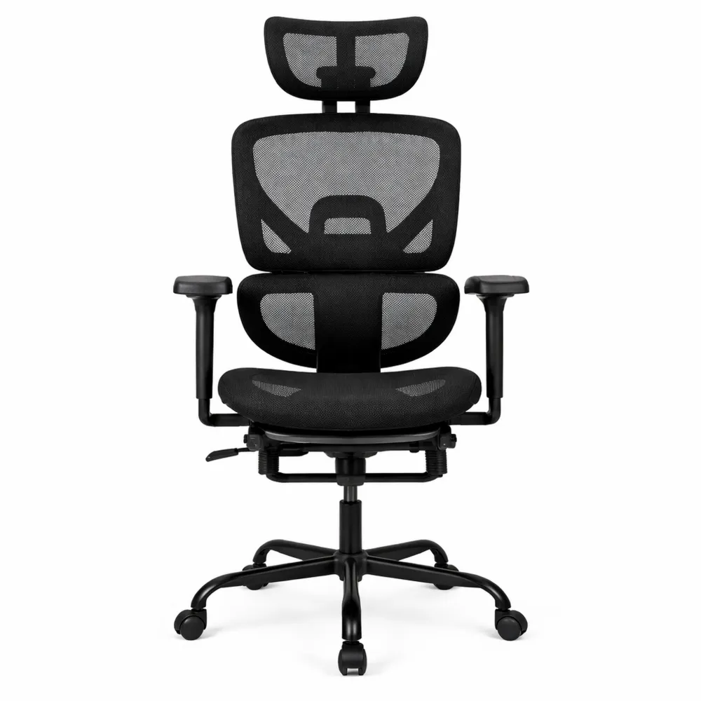 Sedia Ergonomica da Ufficio con Poggiapiedi e Schienale Alto