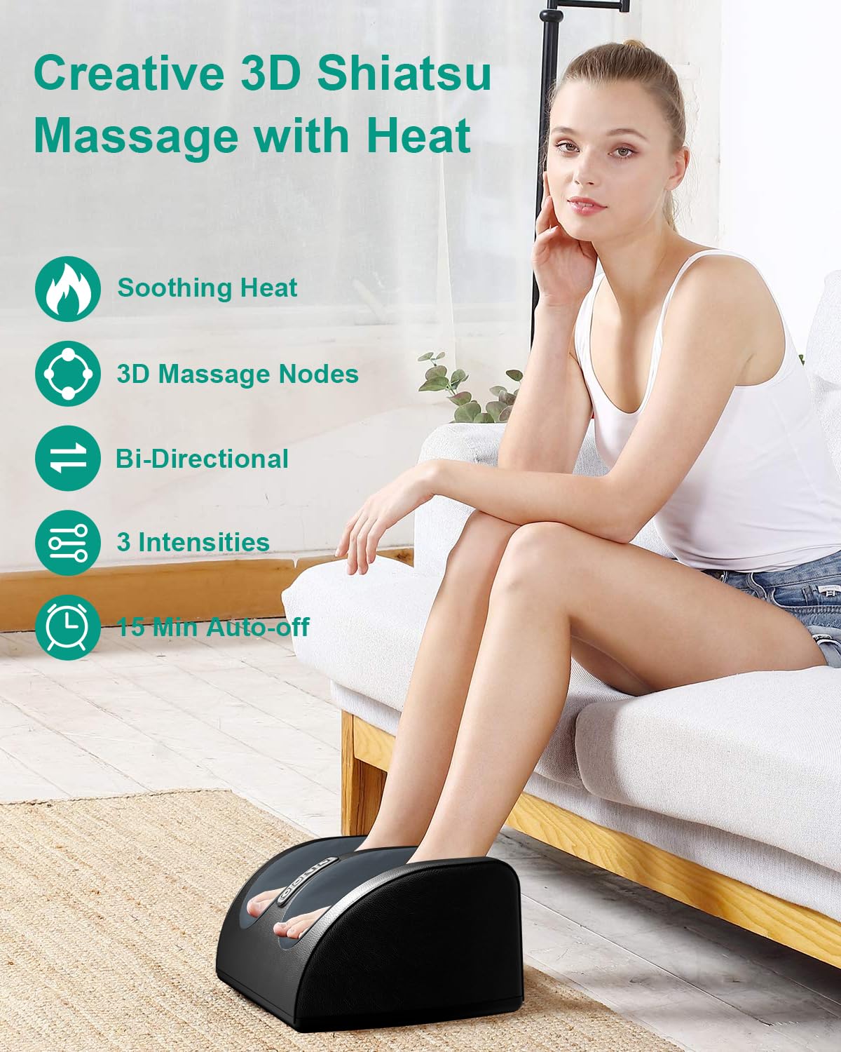 LINGTENG Shiatsu-Fußmassagegerät mit Wärmefunktion – FSA- und HSA-konformes Gerät für Fuß- und Wadenmassagen – Fuß- und Wadenmassagegerät mit Massagerollen – Geschenkidee für Mama & Papa, zum Mutter- und Vatertag