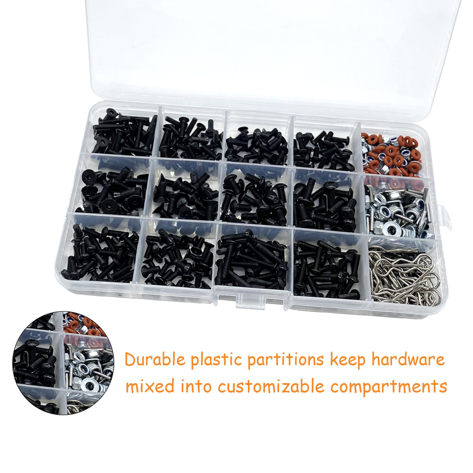 520-teiliges Universal-RC-Schraubenset – Schraubensortiment und Befestigungsmaterial für Traxxas, Redcat, Arrma, Axial, RC4WD, HSP, HPI, SCX10 und Losi RC-Crawler, Autos & Trucks (Maßstäbe 1:8, 1:10, 1:12, 1:16)