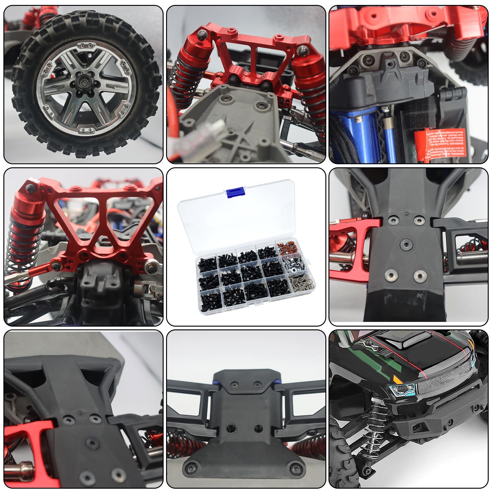520-teiliges Universal-RC-Schraubenset – Schraubensortiment und Befestigungsmaterial für Traxxas, Redcat, Arrma, Axial, RC4WD, HSP, HPI, SCX10 und Losi RC-Crawler, Autos & Trucks (Maßstäbe 1:8, 1:10, 1:12, 1:16)