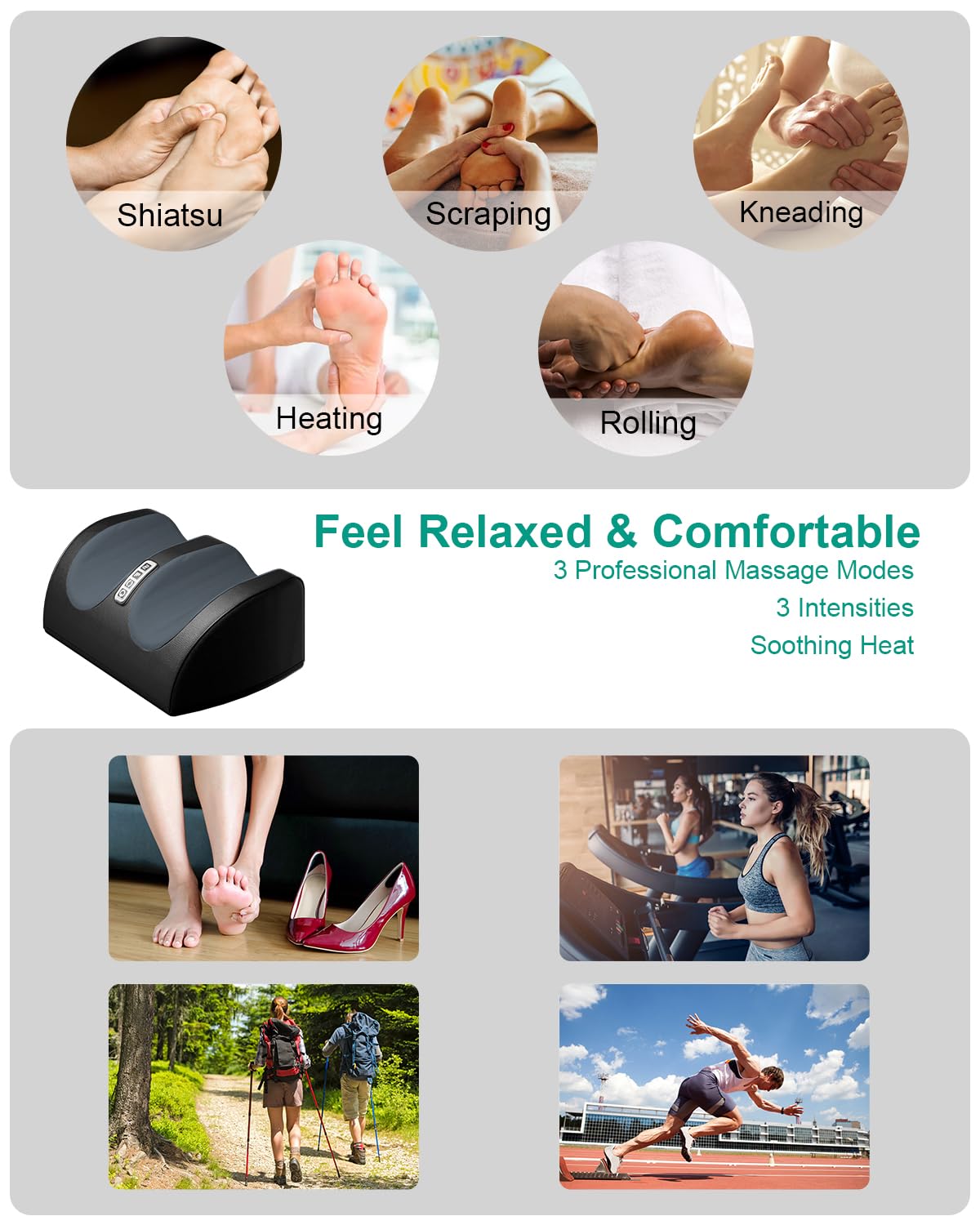 LINGTENG Shiatsu-Fußmassagegerät mit Wärmefunktion – FSA- und HSA-konformes Gerät für Fuß- und Wadenmassagen – Fuß- und Wadenmassagegerät mit Massagerollen – Geschenkidee für Mama & Papa, zum Mutter- und Vatertag